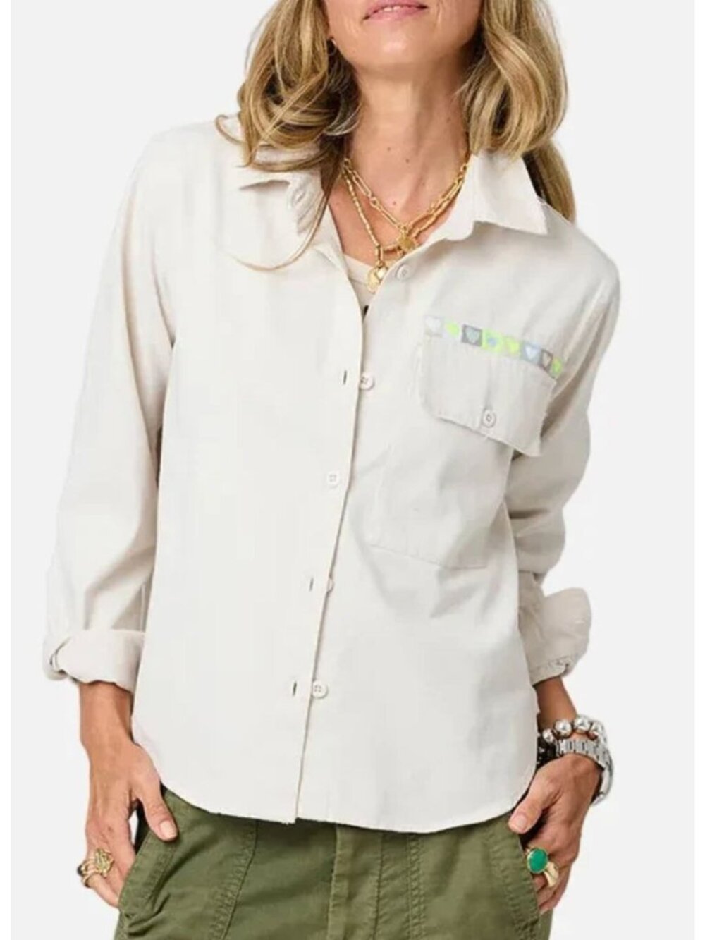 kerri rosenthal pia love brigade cotton shirt chalk white size small
